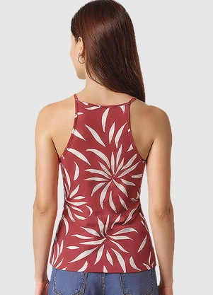 Malwee - Blusa Folhagens em Viscose Canelada Vermelho - MALWEE