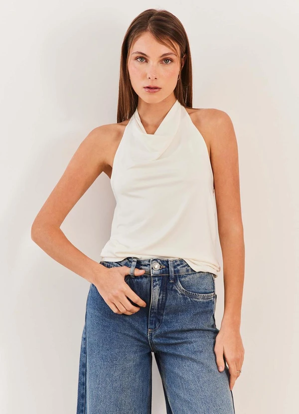 Sofie - Blusa Frente Única com Gola Degagê Fluid Bloom - S