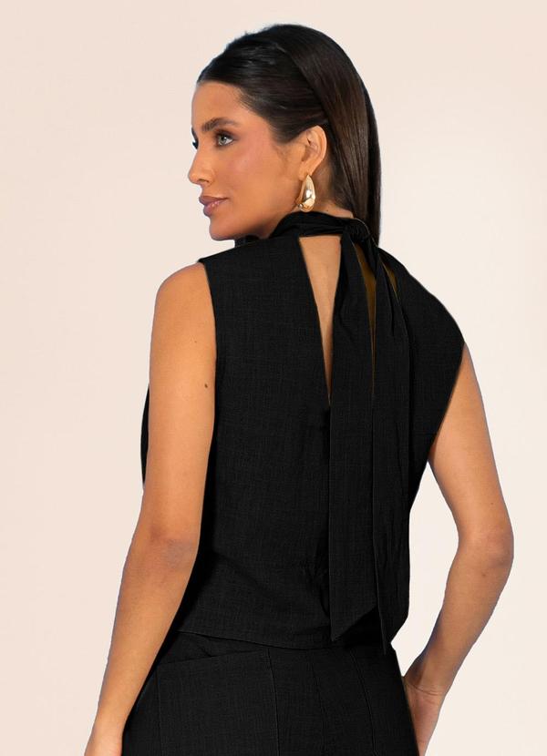 Gris - Blusa Gola Alta em Algodão Preto 3