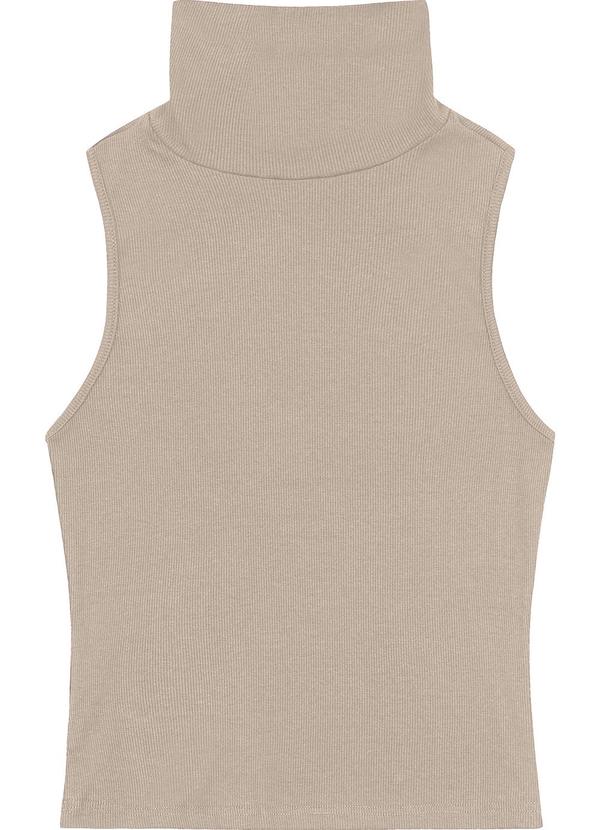 Enfim - Blusa Gola Alta em Ribana Bege