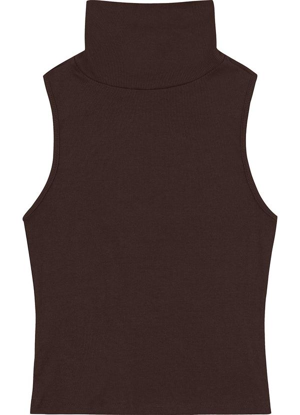 Enfim - Blusa Gola Alta em Ribana Marrom