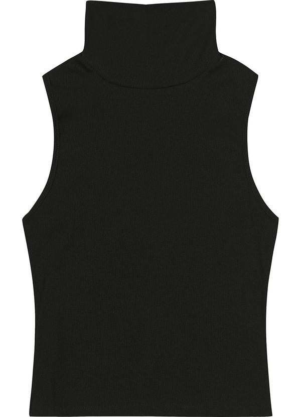 Enfim - Blusa Gola Alta em Ribana Preto