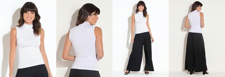 Blusa Gola Alta sem Mangas Branca Quintess