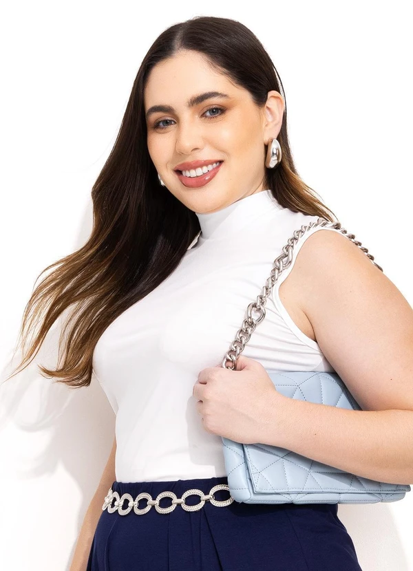 Quintess - Blusa Gola Alta sem Mangas Branca Quintess 14