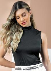 Blusa Gola Alta sem Mangas Preta Quintess