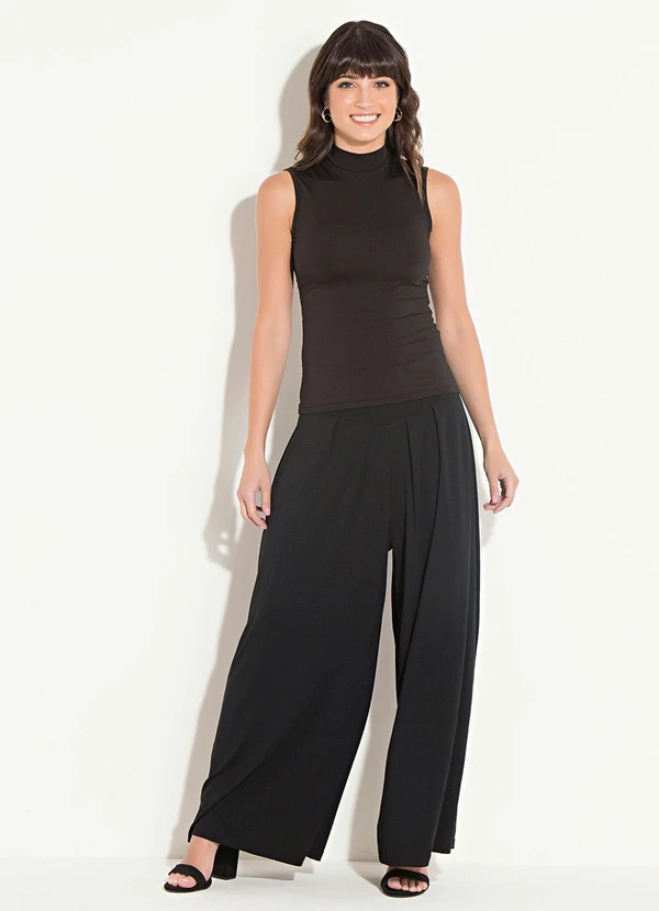 Quintess - Blusa Gola Alta sem Mangas Preta Quintess 9