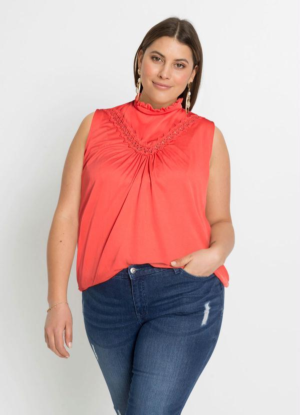 Outlet - Blusa Gola com Babado Salmão 11