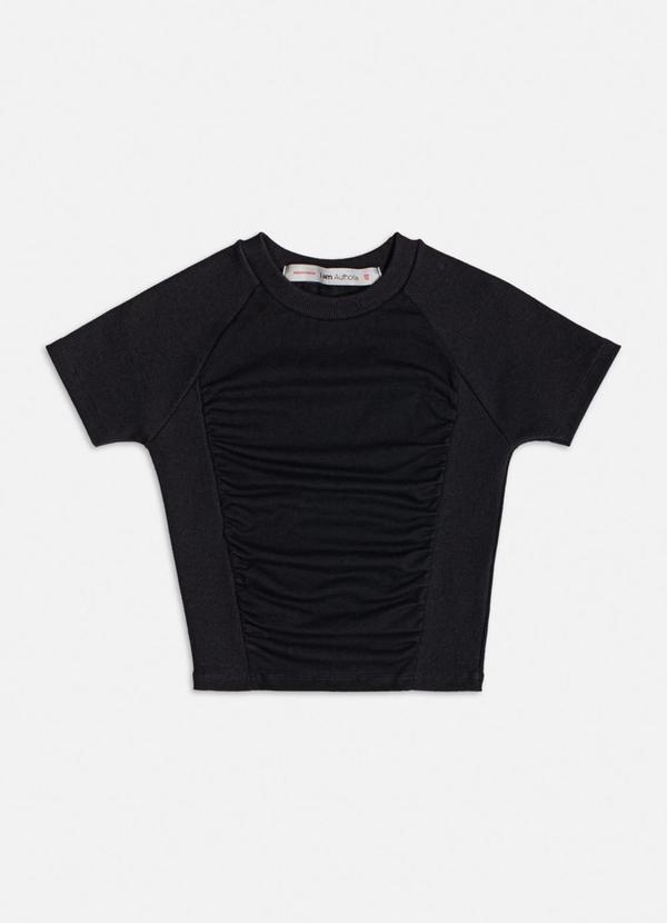 Authoria - Blusa Infantil com Recortes e Franzido Preto