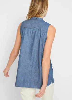 bonprix - Blusa Jeans Azul Médio - BONPRIX