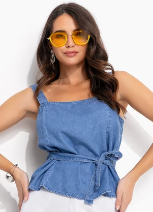 Quintess - Blusa Jeans Claro em Jeans - QUINTESS