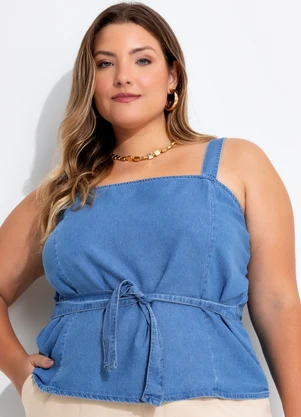 Quintess - Blusa Jeans Claro em Jeans - QUINTESS