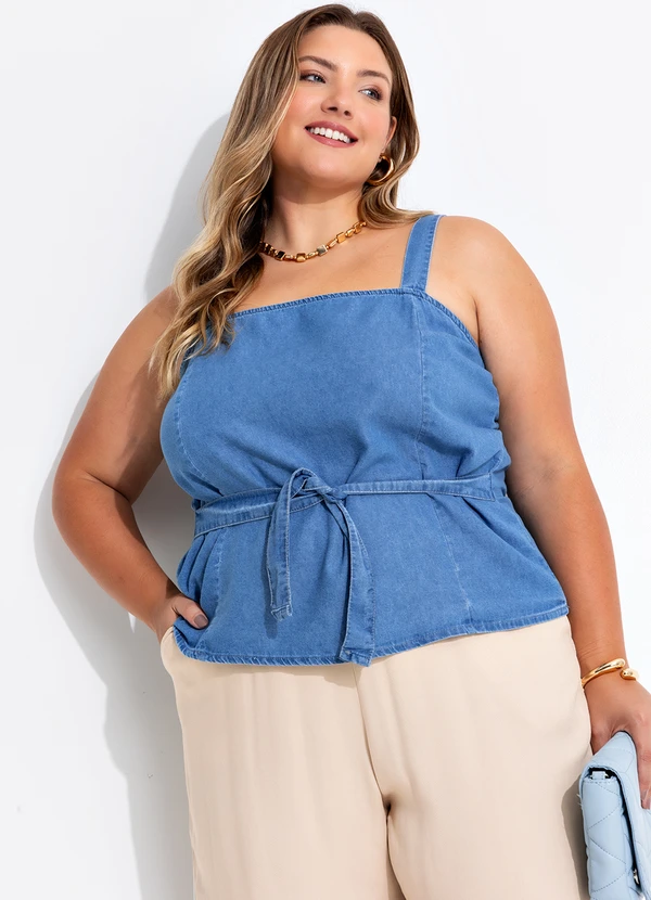 Quintess - Blusa Jeans Claro em Jeans