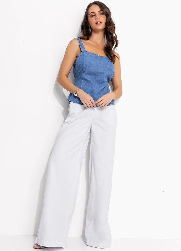 Quintess - Blusa Jeans Claro em Jeans 5
