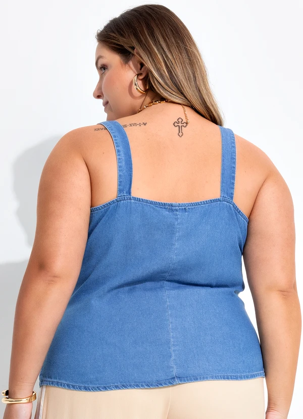 Quintess - Blusa Jeans Claro em Jeans 9