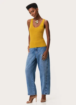 Enfim - Blusa Justa Canelada Amarelo - ENFIM