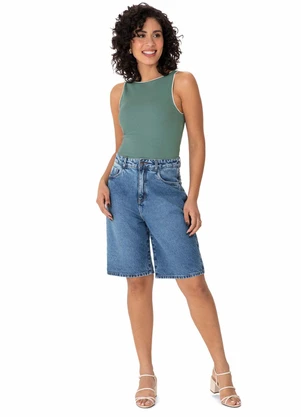 Malwee - Blusa Justa Canelada Azul Pastel - MALWEE