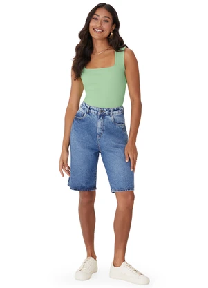 Malwee - Blusa Justa Canelada Verde - MALWEE