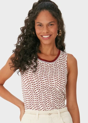 Malwee - Blusa Justa Chevron em Viscolinho Terracota - MALWEE