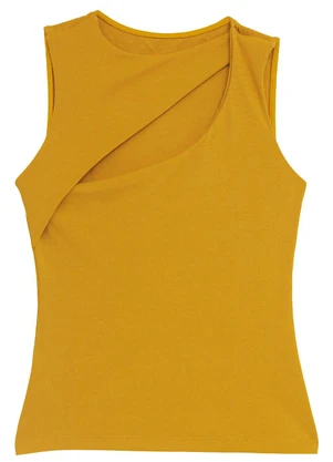 Enfim - Blusa Justa Cut Out Canelada Amarelo - ENFIM