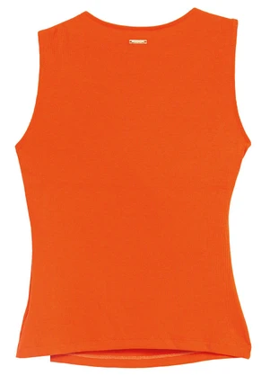 Enfim - Blusa Justa Cut Out Canelada Laranja - ENFIM