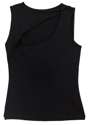 Enfim - Blusa Justa Cut Out Canelada Preto - ENFIM