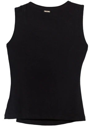 Enfim - Blusa Justa Cut Out Canelada Preto - ENFIM