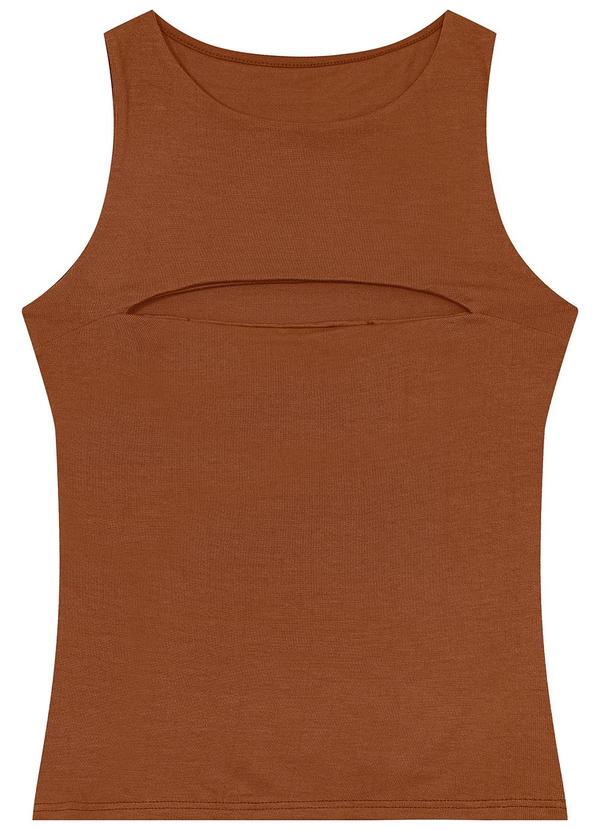 Enfim - Blusa Justa Cut Out Marrom