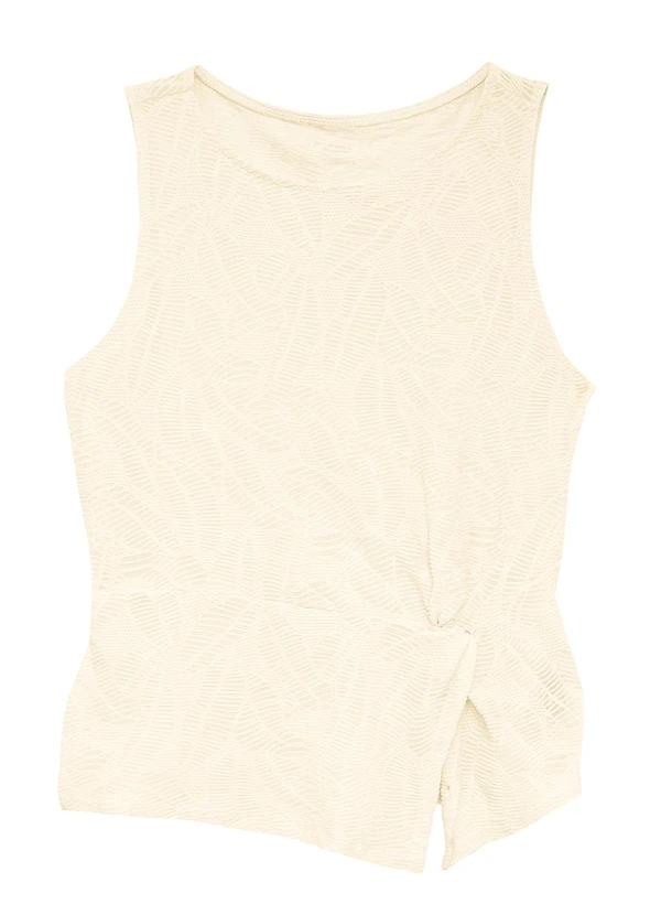 Enfim - Blusa Justa em Renda com Torção Off White