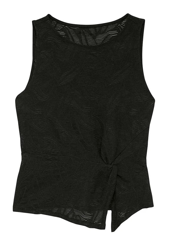 Enfim - Blusa Justa em Renda com Torção Preto