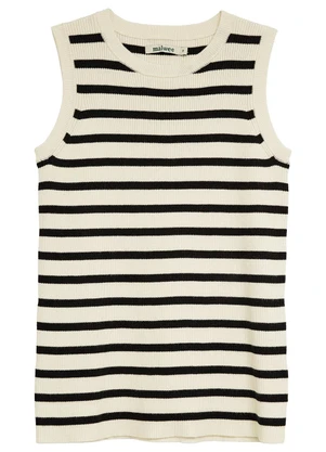 Malwee - Blusa Justa em Tricô Listrado Preto - MALWEE
