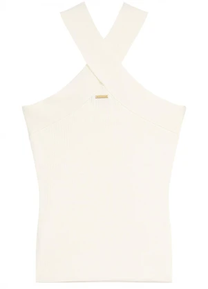 Enfim - Blusa Justa em Tricot Canelado Off White - ENFIM