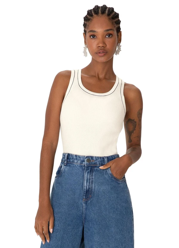 Enfim - Blusa Justa em Tricot Off White