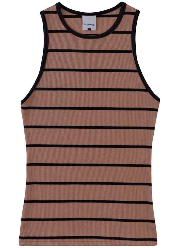 Malwee - Blusa Justa Listrada Marrom