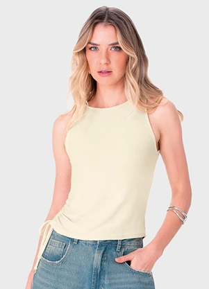 Enfim - Blusa Justa Texturizada com Amarração Off White - ENFIM