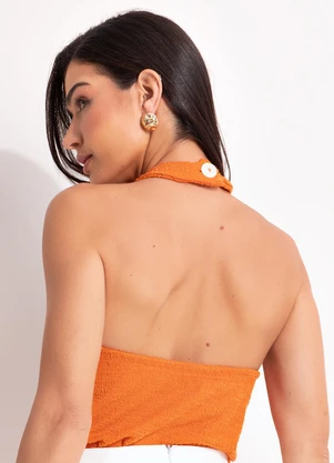 Quintess - Blusa Laranja em Malha Tweed. - QUINTESS