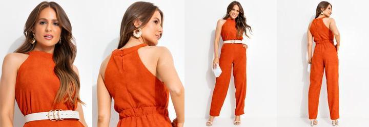 Blusa Laranja em Tecido de Cotel�.