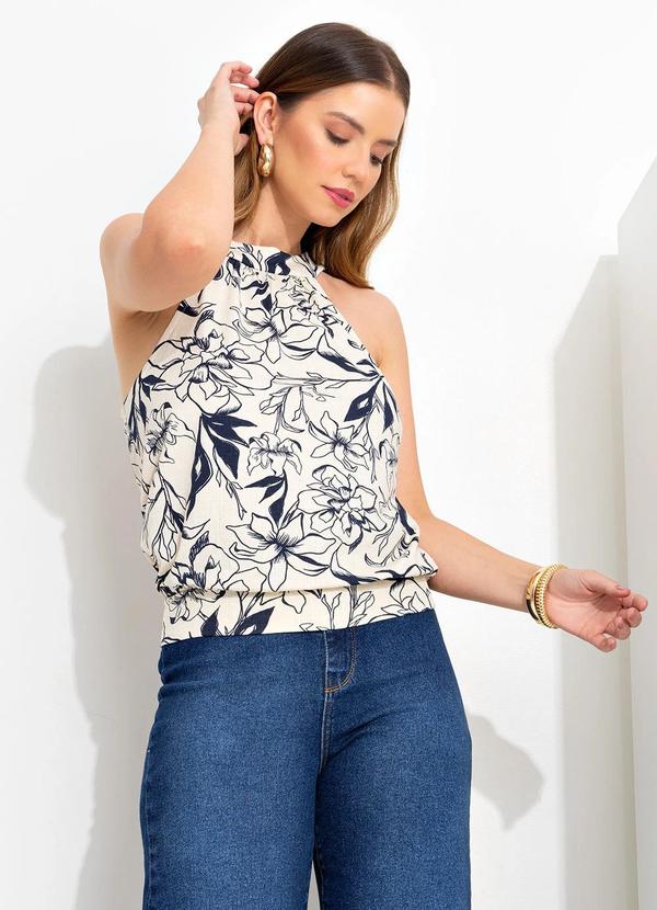 Quintess - Blusa Linho Floral em Malha de Viscose 2