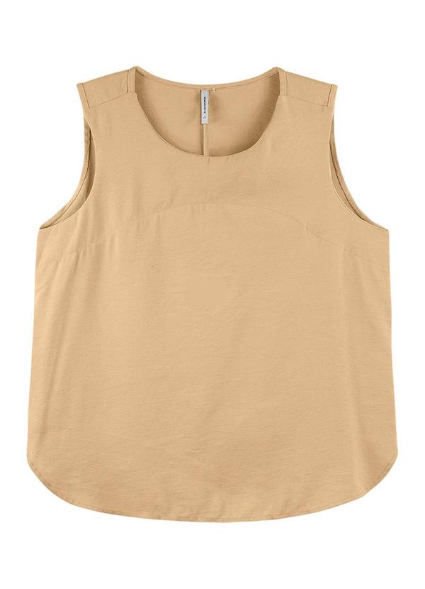 Rezzato - Blusa Lisa com Barra Arredondada Adulto Bege
