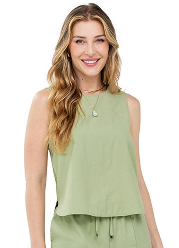 Rezzato - Blusa Lisa com Barra Arredondada Adulto Verde