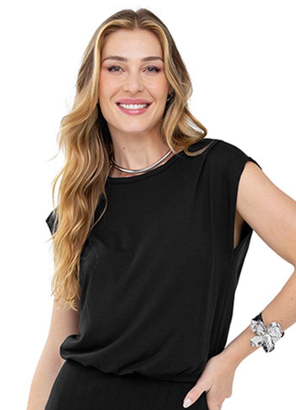 Rezzato - Blusa Lisa com Prega Adulto Feminino Preto
