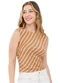 Outlet - Blusa Listrada Assimétrica Adulto Feminino Bege - variação: Bege