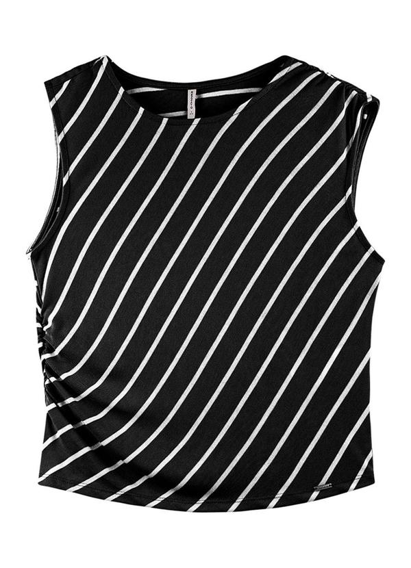 Outlet - Blusa Listrada Assimétrica Adulto Feminino Preto
