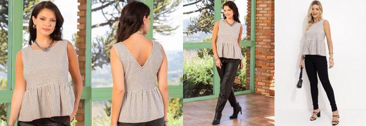 Blusa Listrada em Moletinho Tric