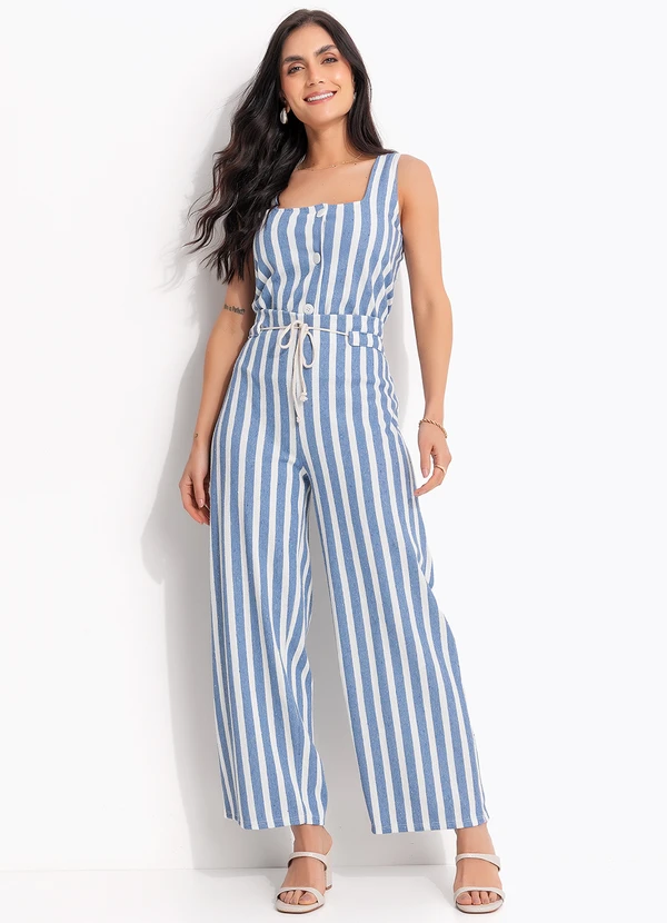 Quintess - Blusa Listrado Azul em Moletinho Eco Listrado 5