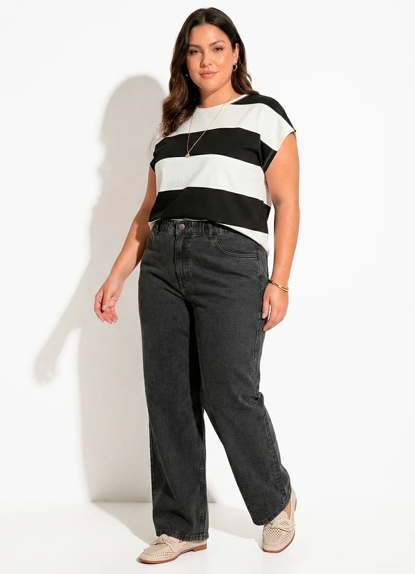 Quintess - Blusa Listrado Preto e Branco em Malha de Algodão 7