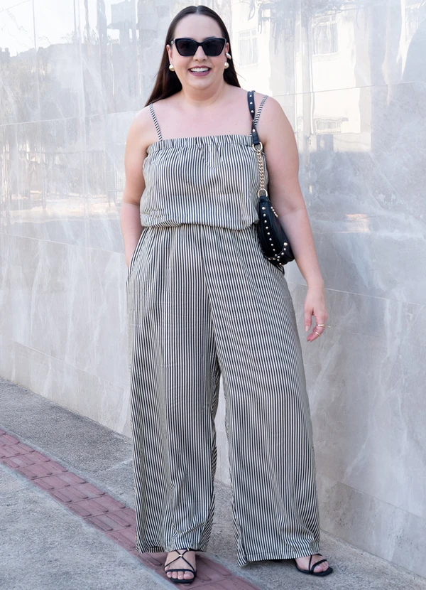 Quintess - Blusa Listrado Preto em Viscose Plana 2