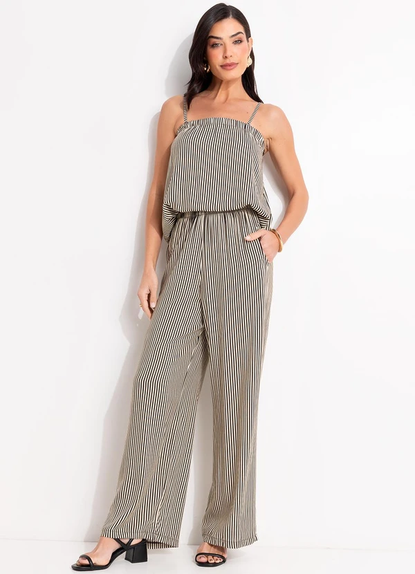 Quintess - Blusa Listrado Preto em Viscose Plana 11