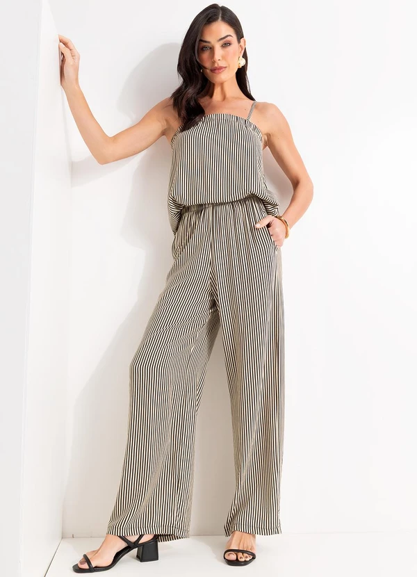 Quintess - Blusa Listrado Preto em Viscose Plana 8