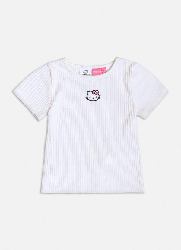 Momi - Blusa Manga Curta Canelada da Hello Kitty Branco 1