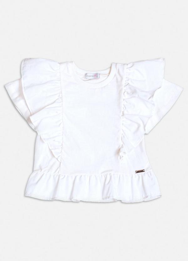Momi - Blusa Manga Curta com Babados Branco